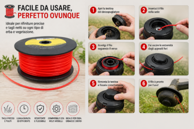 Filo Decespugliatore Nylon Ø 3.0mm 100m | Bobina Tonda Professionale Filo Decespugliatore Nylon Ø 3.0mm 100m | Bobina Tonda Professionale