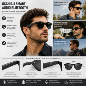 Occhiali Smartaudio Bluetooth 5.4 Wireless Con Audio Stereo Occhiali Smartaudio Bluetooth 5.4 Wireless Con Audio Stereo