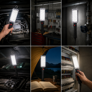 Torcia LED 34W con Gancio e Magnete da Lavoro, Presa Shuko per Emergenza Riparazioni Torcia LED 34W con Gancio e Magnete da Lavoro, Presa Shuko per Emergenza Riparazioni