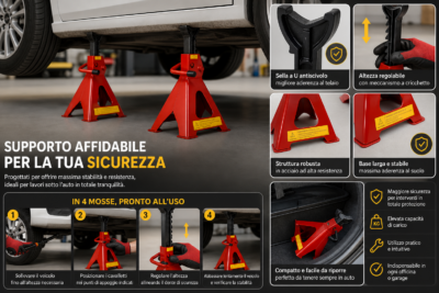 Cavalletti Auto Moto 3 Ton Supporto Sollevatore Regolabile - 2 Pezzi Cavalletti Auto Moto 3 Ton Supporto Sollevatore Regolabile - 2 Pezzi