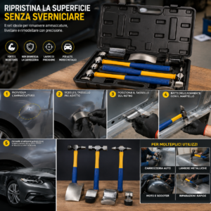 Kit Martelli Tassi Carrozziere Set 7 Pezzi Valigetta Kit Martelli Tassi Carrozziere Set 7 Pezzi Valigetta