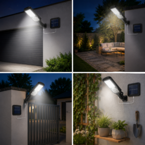 Faro Lampione Stradale Solare 120W Con 24 Led E Sensore Faro Lampione Stradale Solare 120W Con 24 Led E Sensore