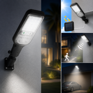 Faro Lampione Stradale Solare 120W Con 24 Led E Sensore Faro Lampione Stradale Solare 120W Con 24 Led E Sensore