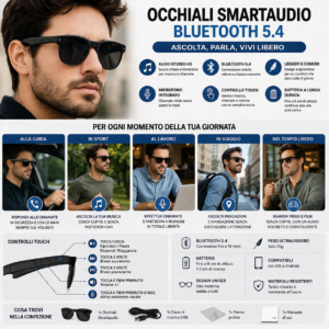 Occhiali Smartaudio Bluetooth 5.4 Wireless Con Audio Stereo Occhiali Smartaudio Bluetooth 5.4 Wireless Con Audio Stereo