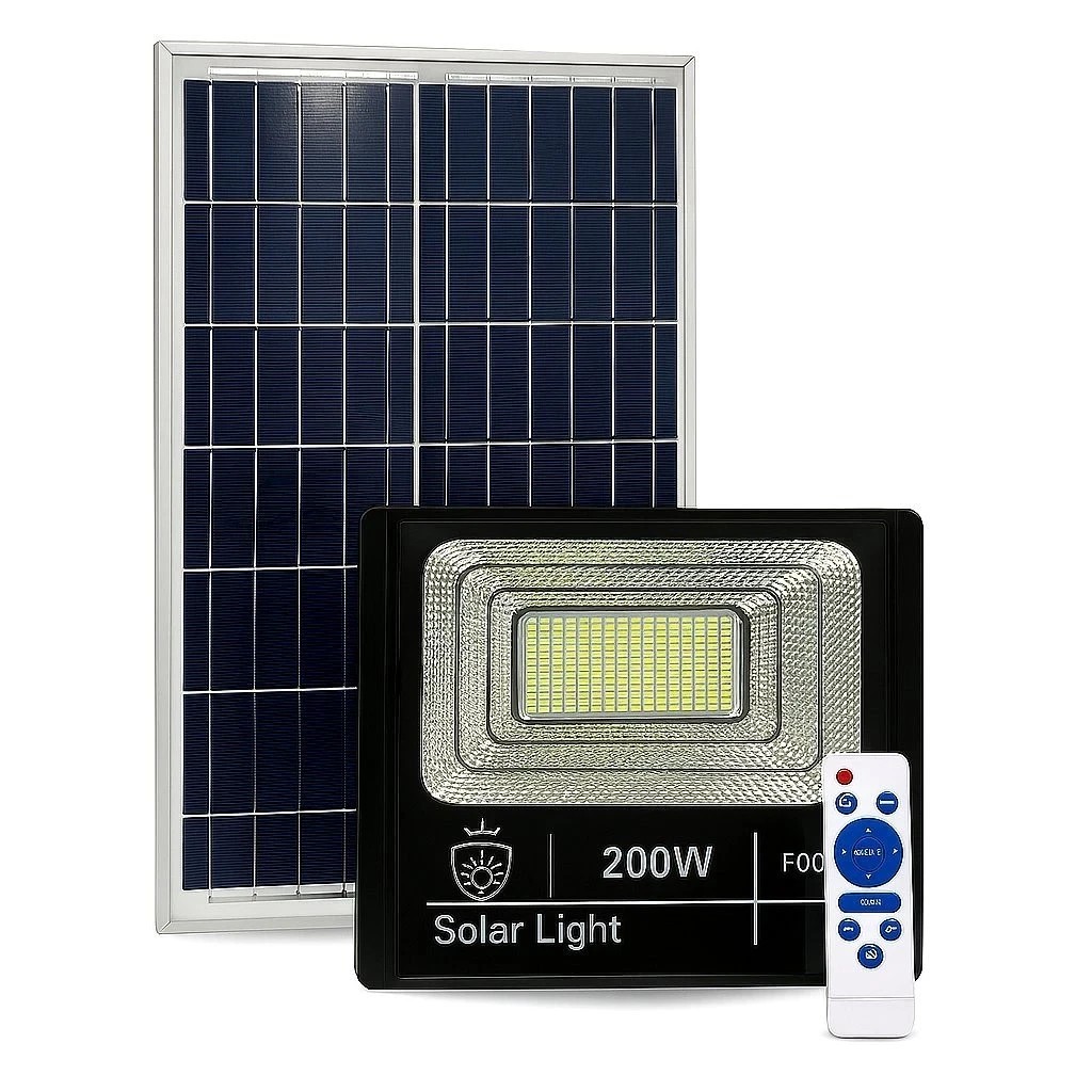 57-130.jpg Faro LED 200W Pannello Solare Crepuscolare 6500K Giardino Esterno