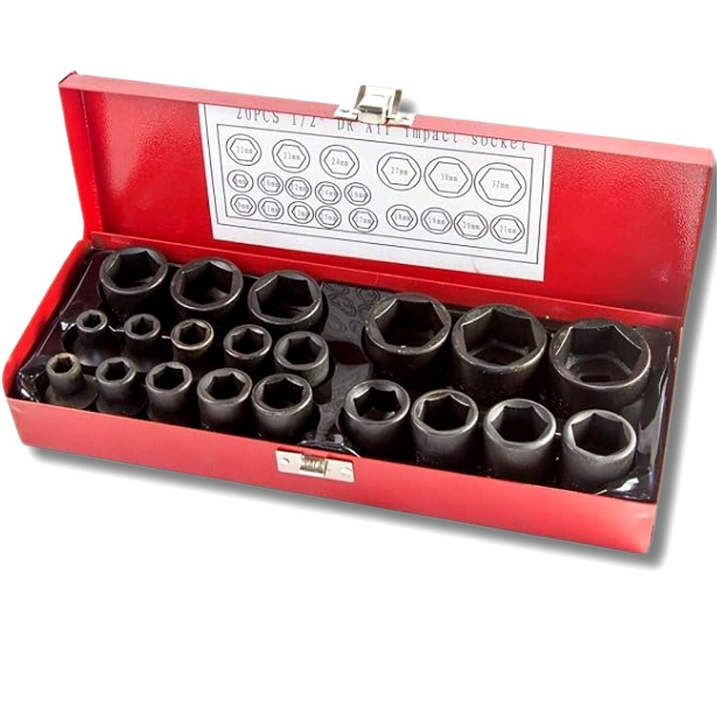 57-34.jpg Set 20 Bussole 1/2"; Potenziate per Avvitatore Pneumatico 8-32mm