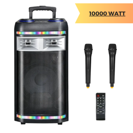 Cassa Karaoke 10000W Bluetooth 2 Microfoni Wireless USB Amplificata