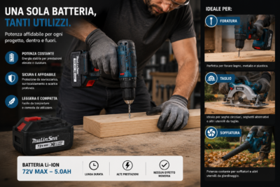 Batteria Litio 72V 5.0Ah per Elettroutensili Cordless | Alta Autonomia Batteria Litio 72V 5.0Ah per Elettroutensili Cordless | Alta Autonomia