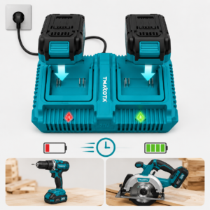 Caricabatterie Doppio 20V per Batterie Utensili | Ricarica Rapida Dual Slot Caricabatterie Doppio 20V per Batterie Utensili | Ricarica Rapida Dual Slot