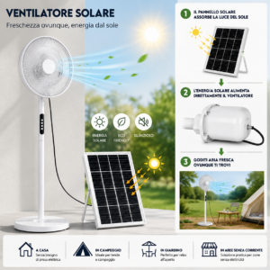 Ventilatore Solare da Pavimento con Pannello Fotovoltaico | Per Casa, Camper e Outdoor Ventilatore Solare da Pavimento con Pannello Fotovoltaico | Per Casa, Camper e Outdoor