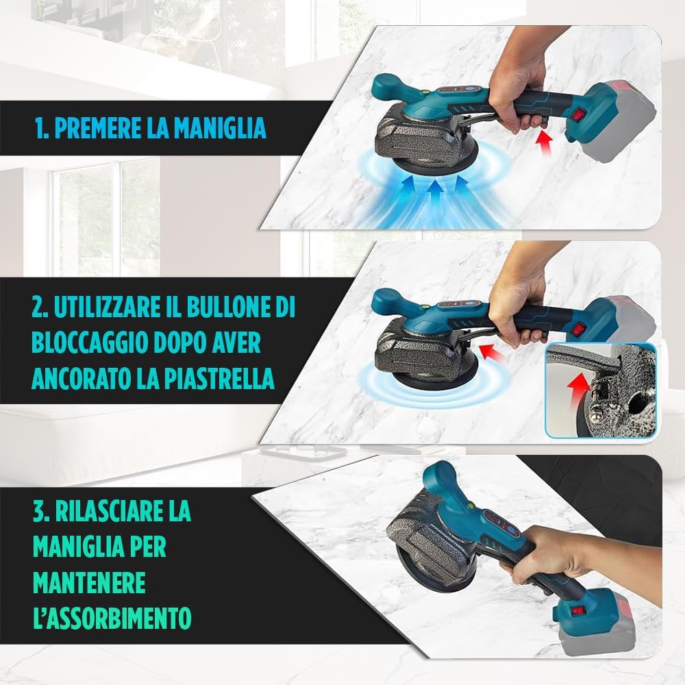 151202661rLycv1IFL._AC_SL1000_.jpg Ventosa Vibrante a Batteria 100Kg 5 Velocità per Piastrelle