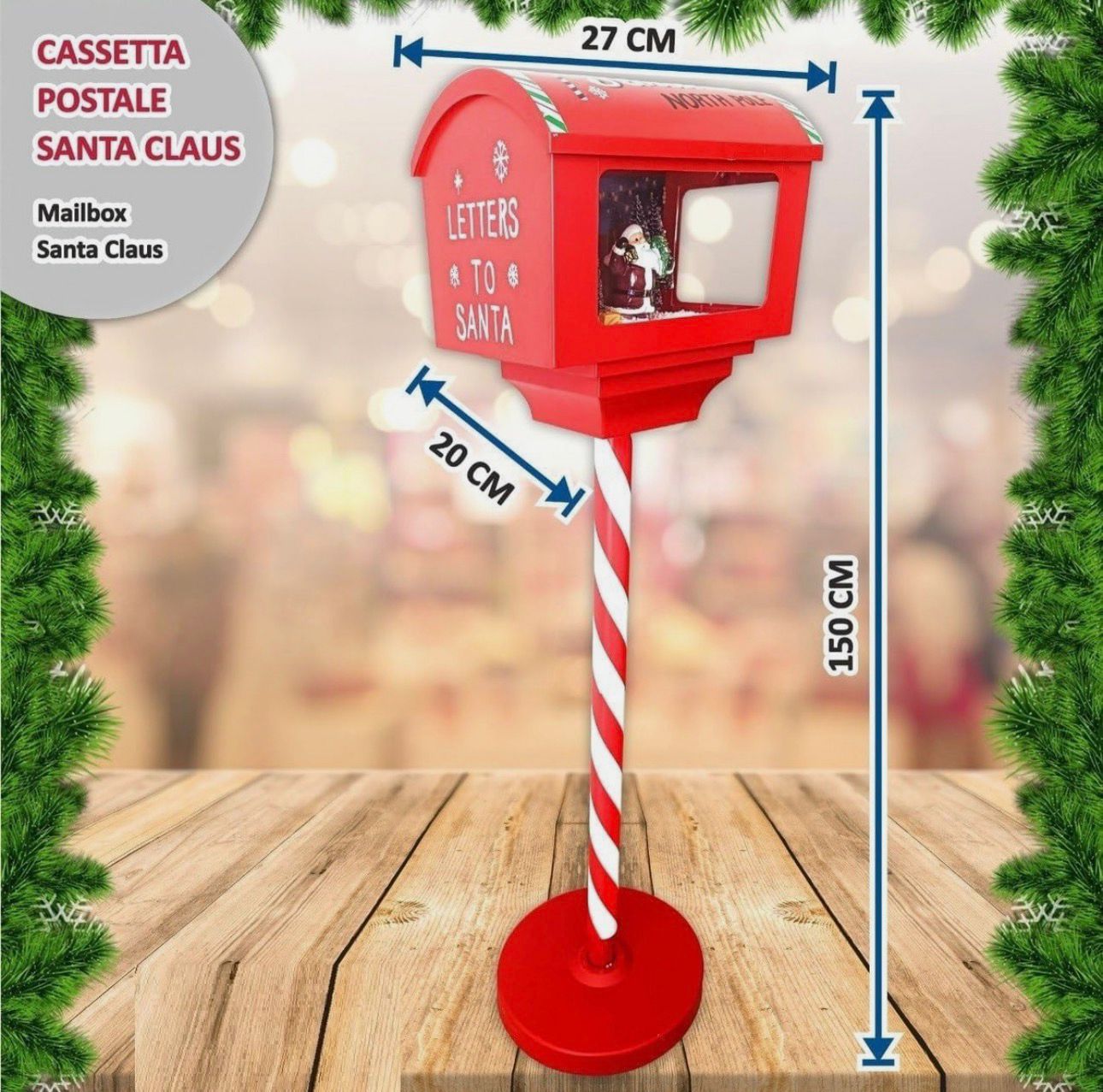 1.jpg Cassetta Postale Babbo Natale 150cm con LED, Musica e Movimento Neve