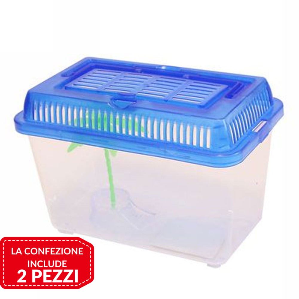 2-pz-acquario-vaschetta-pesci-tartarughe-coperchio-maniglia-presa-aria-16x95x12.jpg 2 Vaschette Per Acquario Pesci E Tartarughe Con Maniglia 16x9,5x12cm