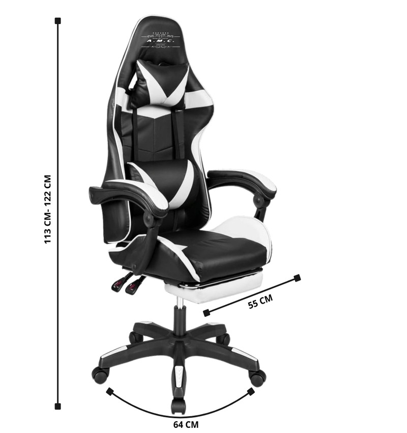 28120252812025SEDIA-GAMING-MISURE.jpeg Sedia Gaming Reclinabile Girevole Ergonomica con Braccioli - AMC