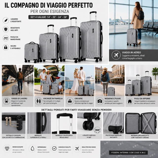 292026S-22.jpeg Set 4 Valigie Rigide AMC Trolley 20 24 28 Beauty Case 4 Ruote