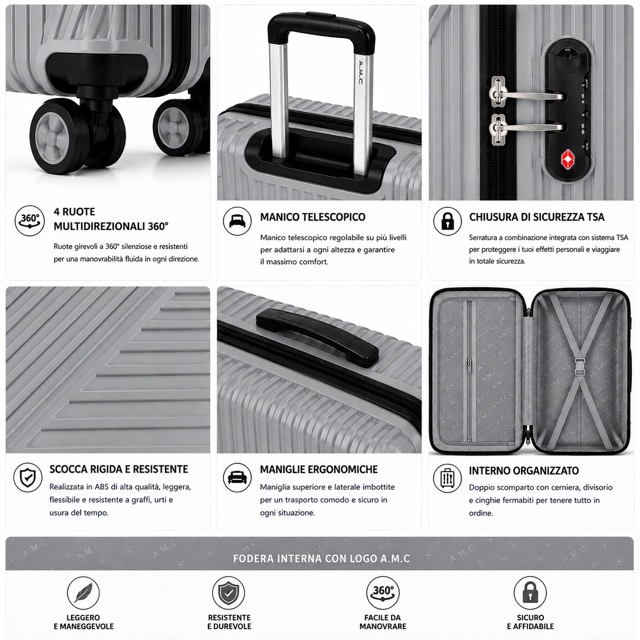 292026S-25.jpeg Set 4 Valigie Rigide AMC Trolley 20 24 28 Beauty Case 4 Ruote