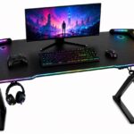 Scrivania Gaming LED RGB 120x60 cm Telecomando Struttura Metallo