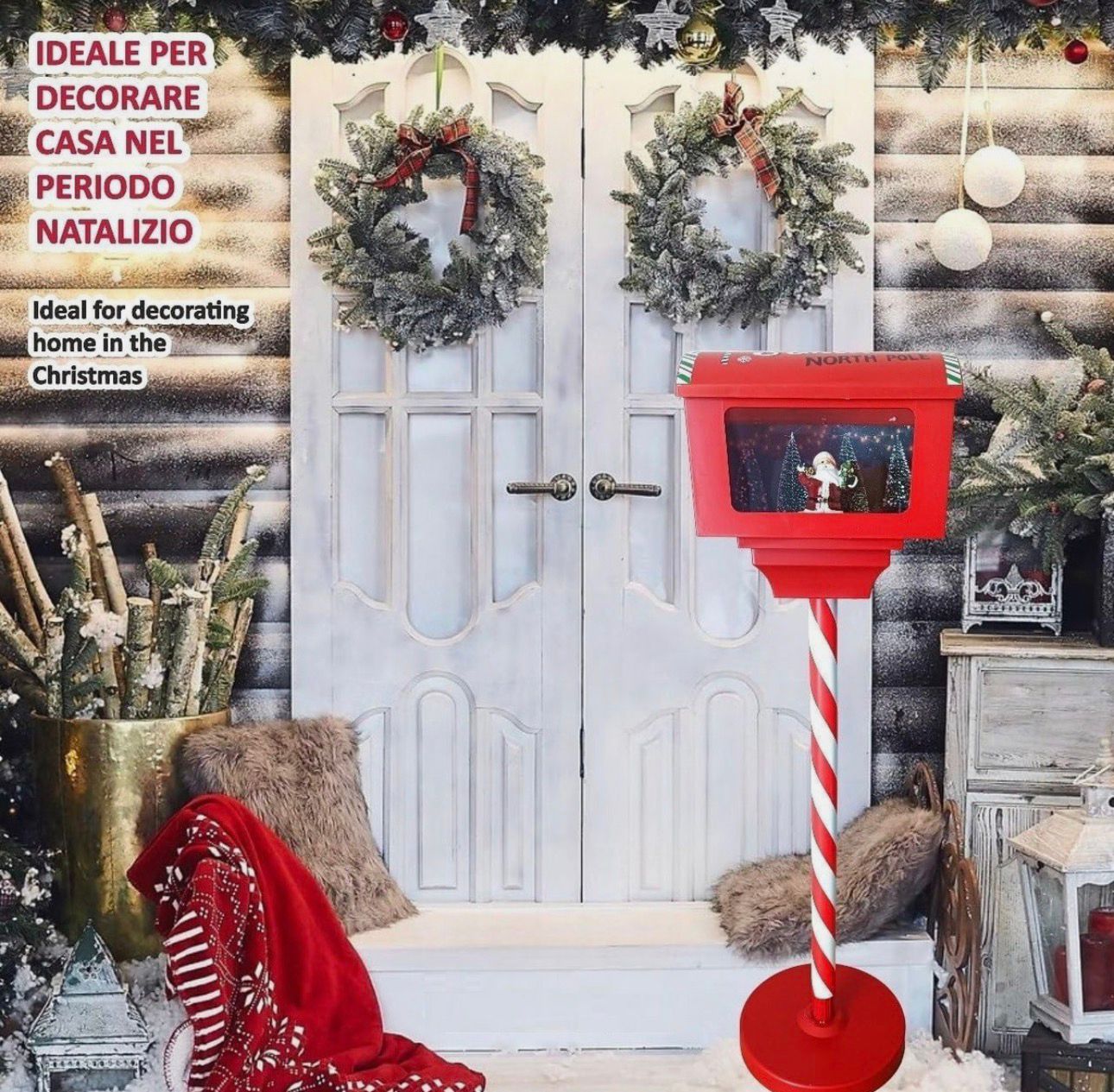 3-1.jpg Cassetta Postale Babbo Natale 150cm con LED, Musica e Movimento Neve