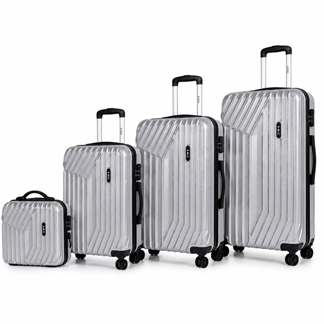 392026SILVER-11.jpeg Set 4 Valigie Rigide AMC Trolley 20 24 28 Beauty Case 4 Ruote