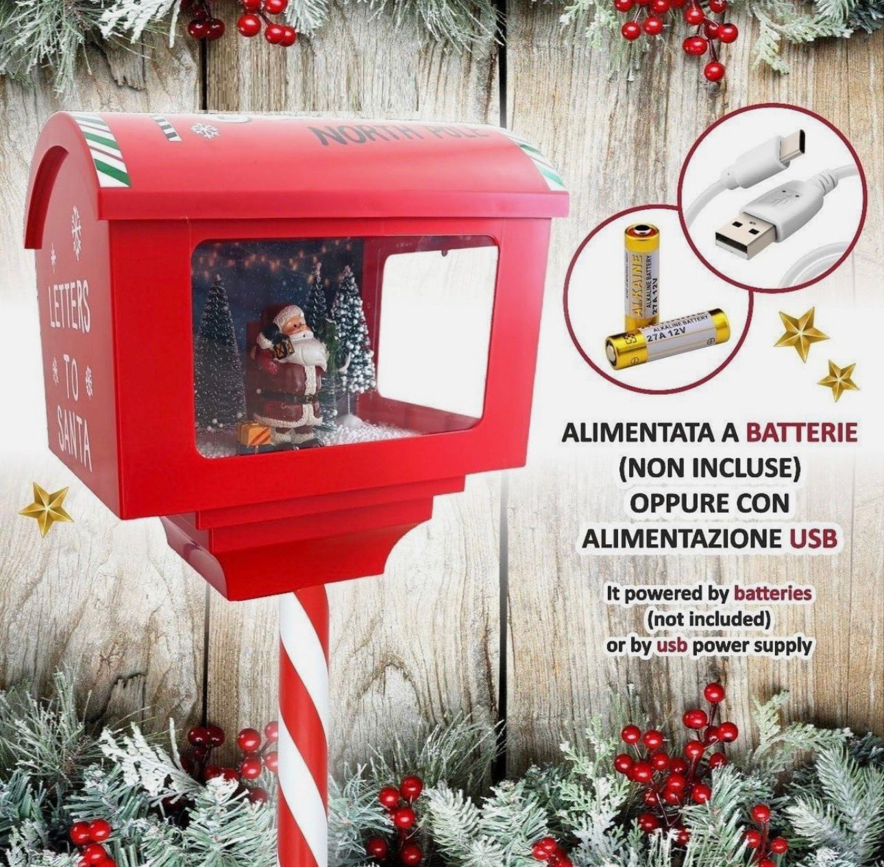 4-2-2.jpg Cassetta Postale Babbo Natale 150cm con LED, Musica e Movimento Neve
