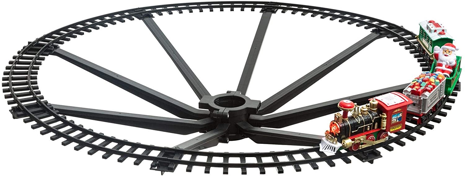 5-10.jpg Trenino Natalizio Elettrico con Luci Pista 89cm per Albero di Natale