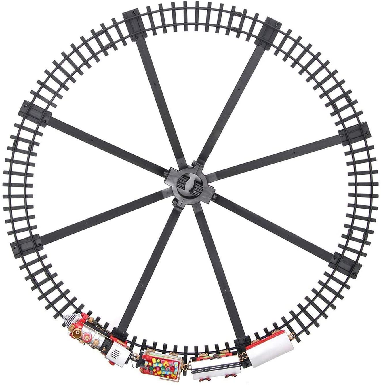 6-9-1.jpg Trenino Natalizio Elettrico con Luci Pista 89cm per Albero di Natale
