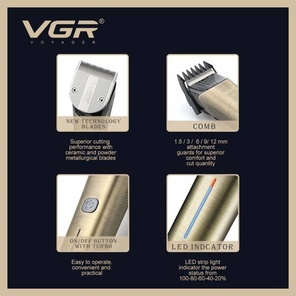 8-4.jpg Tagliacapelli Professionale Senza Fili VGR V-669 Lama T Doppio Motore