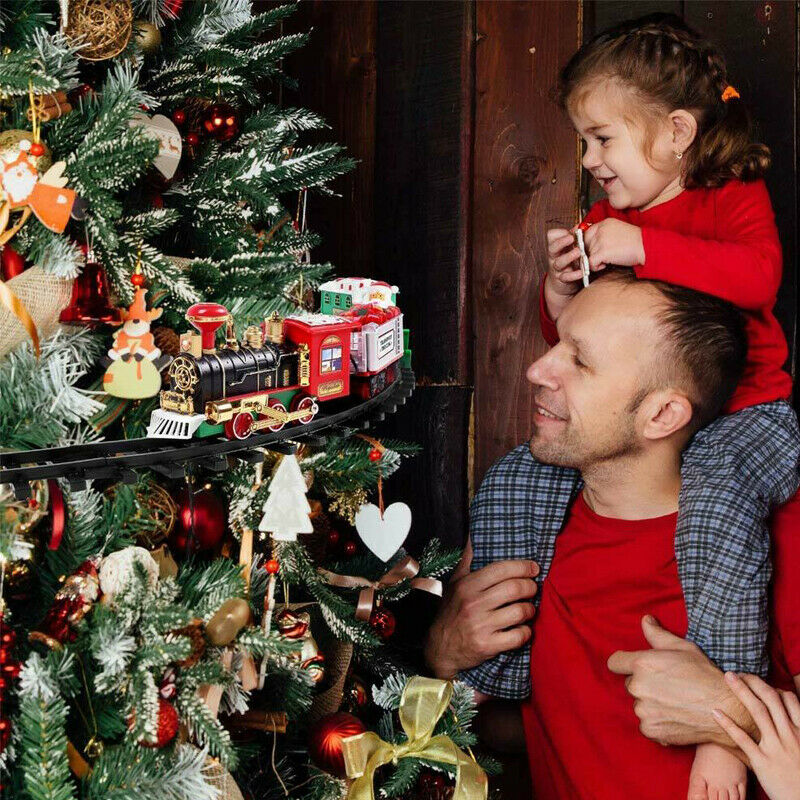 9-5.jpg Trenino Natalizio Elettrico con Luci Pista 89cm per Albero di Natale