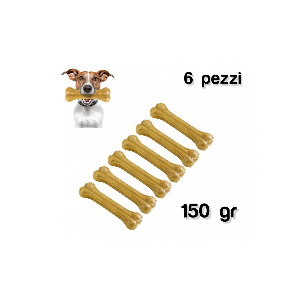 delizioso-snack-6-pz-cani-di-piccolamedia-taglia-a-forma-di-osso-antistress.jpg Snack Osso Antistress Per Cani 100% Pelle Di Maiale Pressata 6 Pezzi