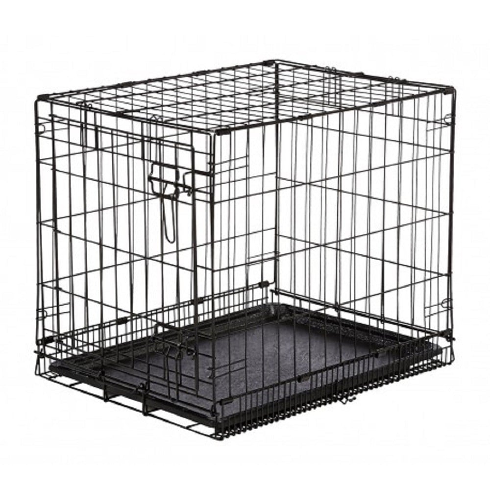 gabbia-per-cani-cane-in-metallo-nero-96-x-84-x-64-cm-per-trasporto-con-ruote.jpg Gabbia Per Cani In Metallo Nero 96X84X64 Cm Con Ruote