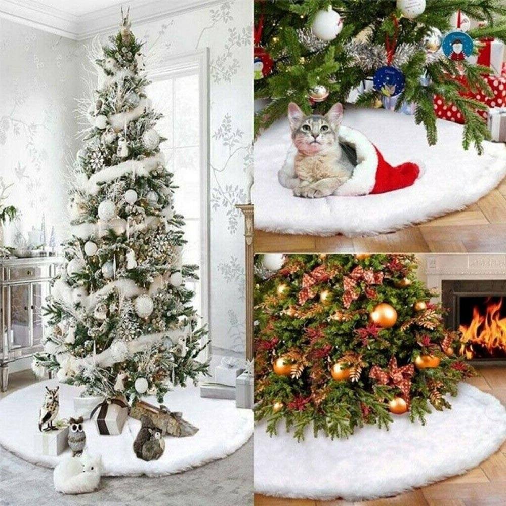 tappeto-gonna-copertura-base-albero-di-natale-78cm-peluche-bianco-effetto-neve-2.jpg Gonna Albero Natale Effetto Neve Peluche Bianco 78cm Copribase