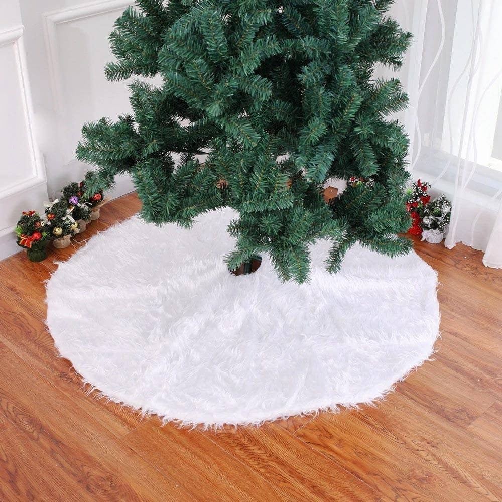 tappeto-gonna-copertura-base-albero-di-natale-78cm-peluche-bianco-effetto-neve-3.jpg Gonna Albero Natale Effetto Neve Peluche Bianco 78cm Copribase