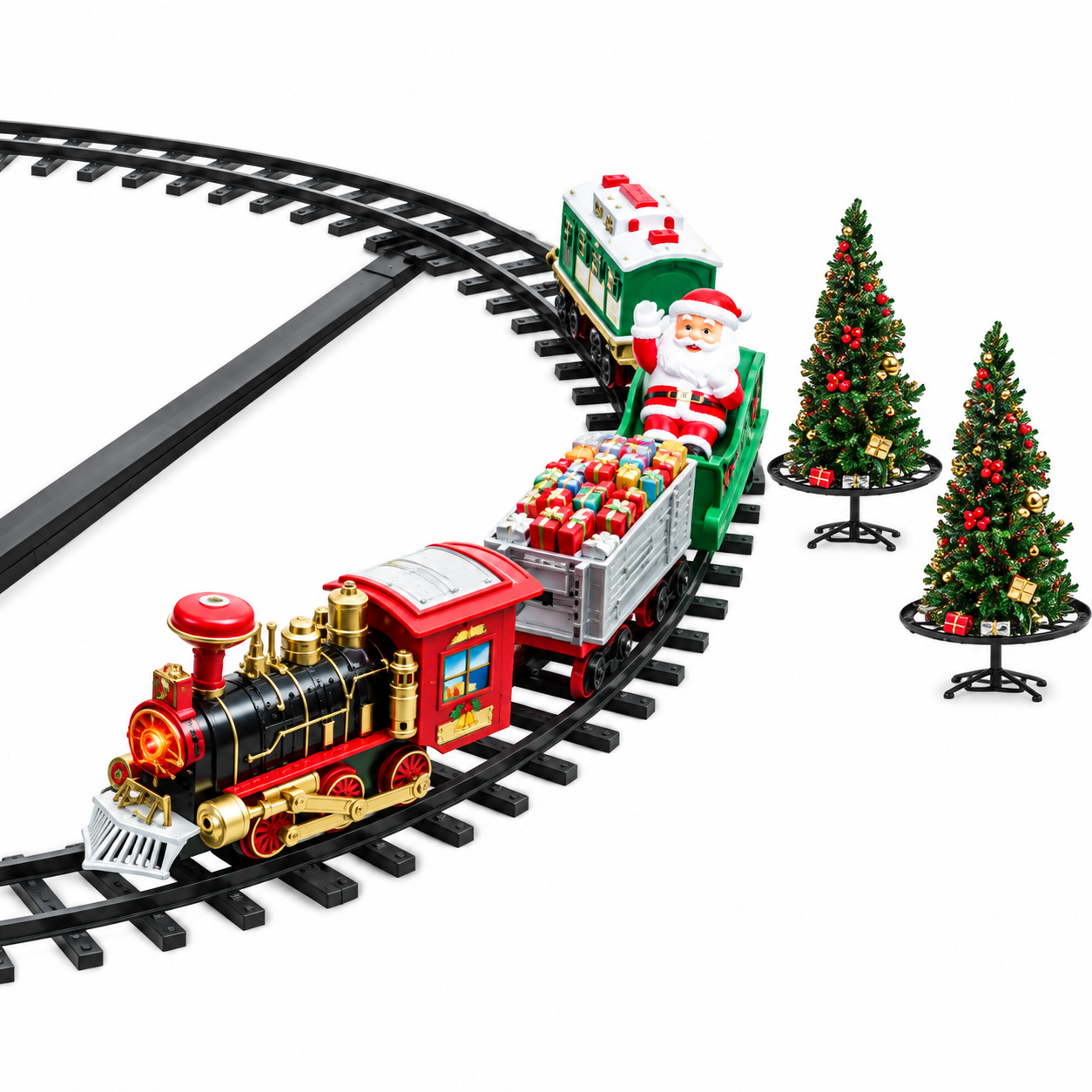 trenino natalizio Trenino Natalizio Elettrico con Luci Pista 89cm per Albero di Natale