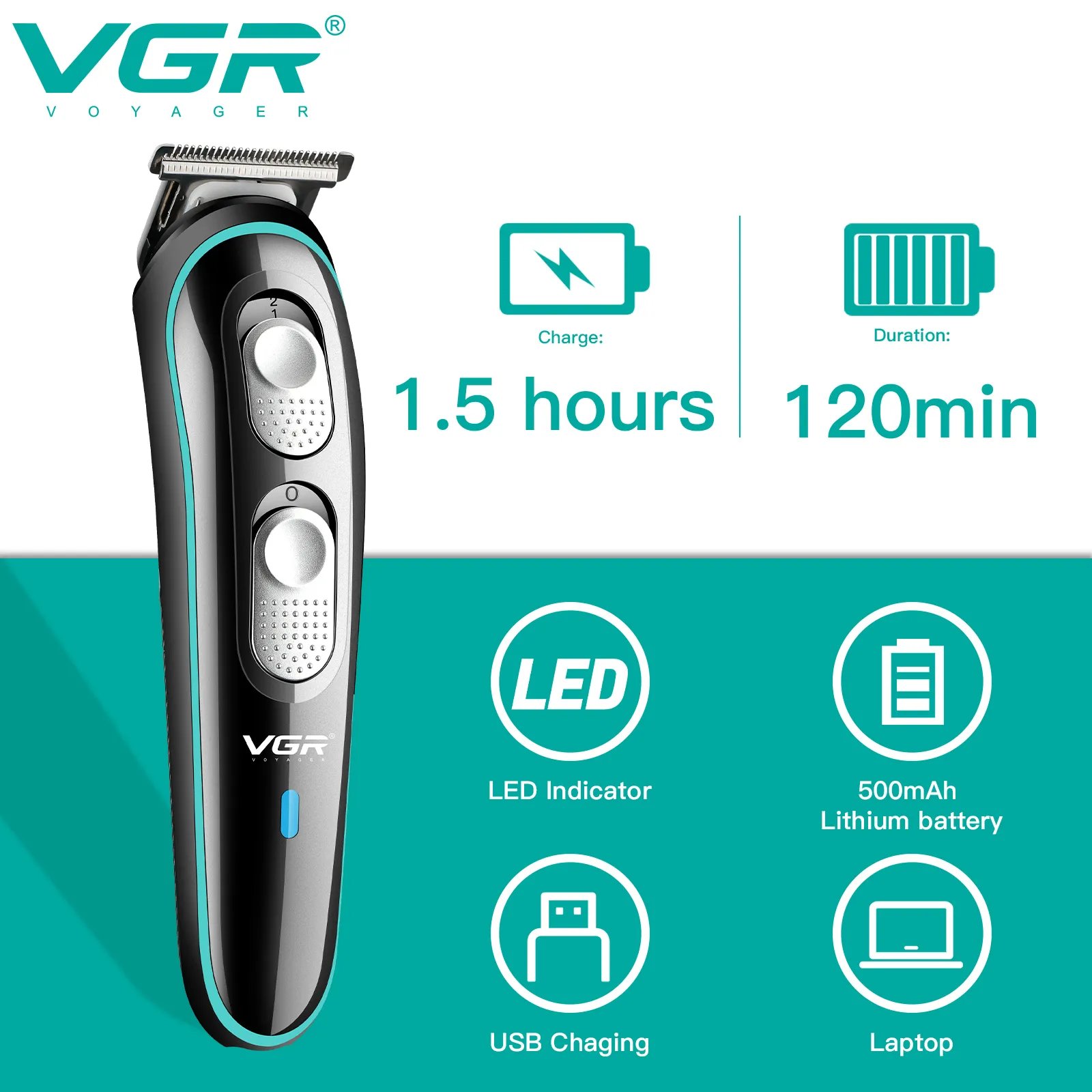 v-055-3.jpg Tagliacapelli e Tagliabarba Professionale Ricaricabile USB VGR V-055