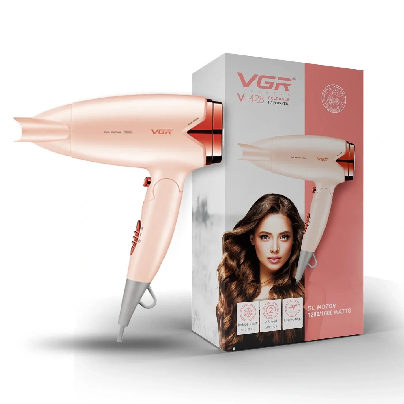v-428-2.jpg Phon Asciugacapelli Pieghevole VGR V-428 1600W Aria Fredda Viaggio