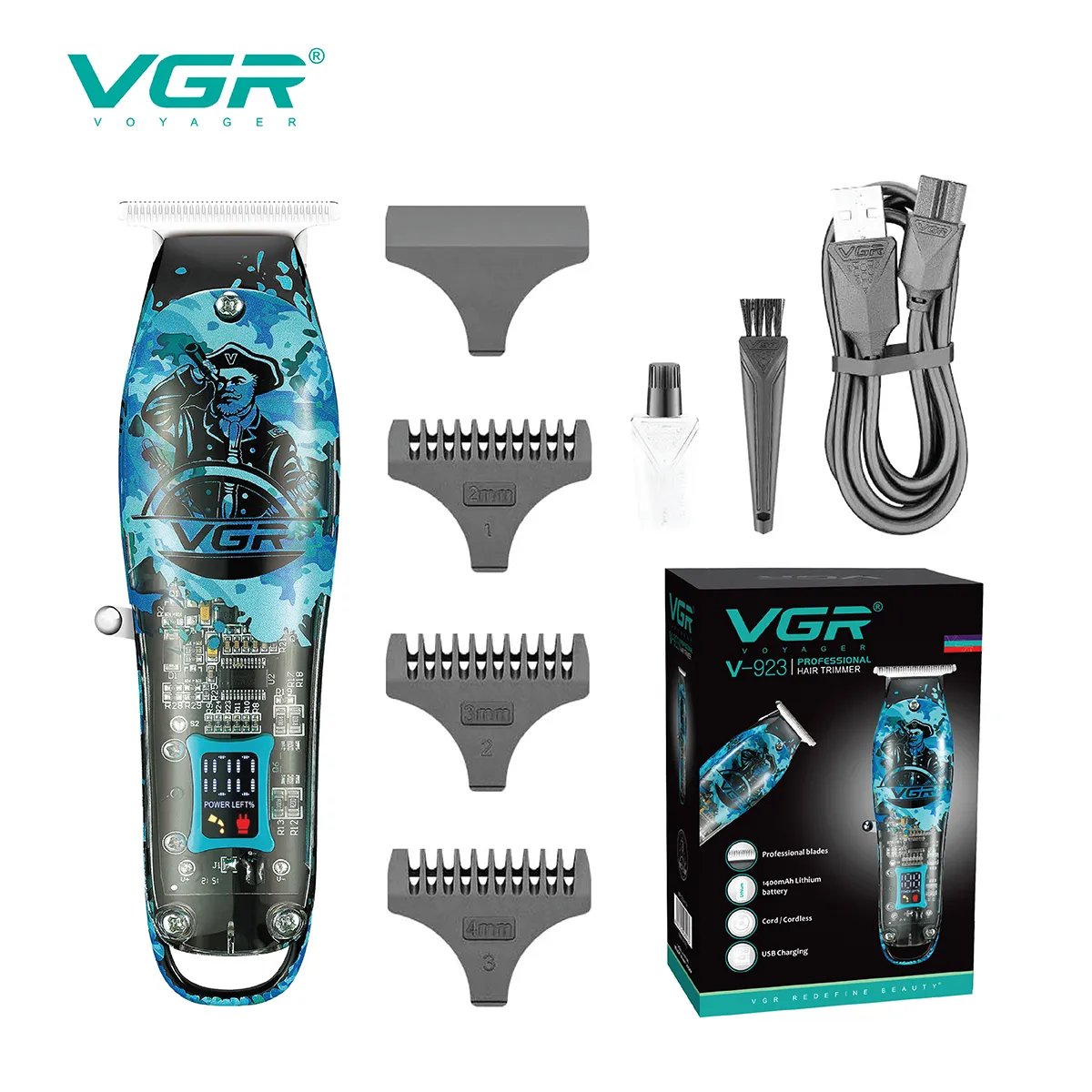 v-923-2.jpg Rifinitore Barba Cordless VGR V-923 Display LED 150min