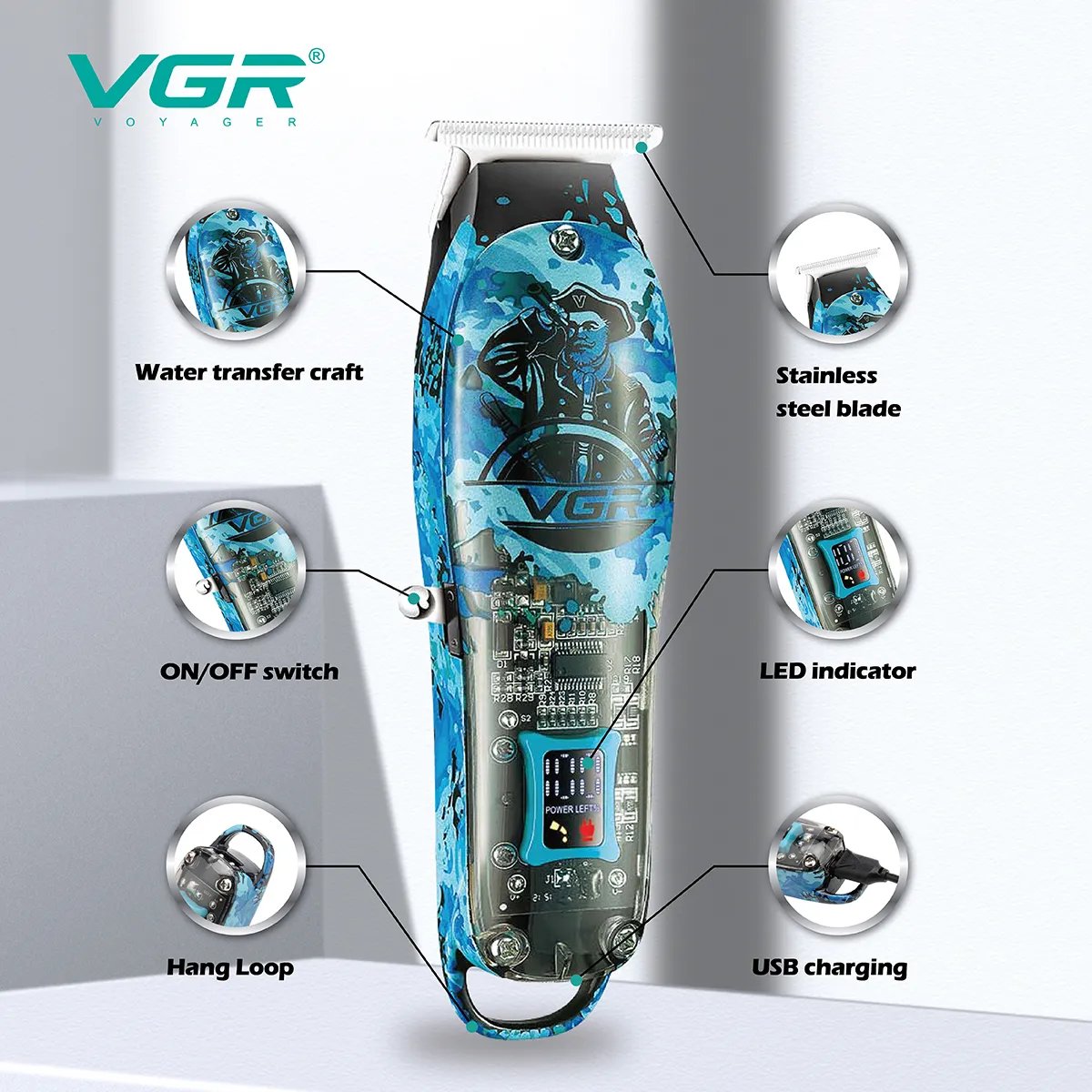 v-923-6.jpg Rifinitore Barba Cordless VGR V-923 Display LED 150min