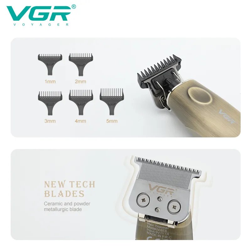 v-978-4.jpg Rifinitore Barba e Capelli VGR V-978 Cordless 5 Pettini USB