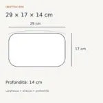 Schema con le dimensioni dell’applique Obiettivo E08
