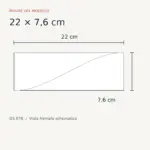 Schema frontale con larghezza 22 cm e altezza 7,6 cm dell&rsquo;applique GS-E78